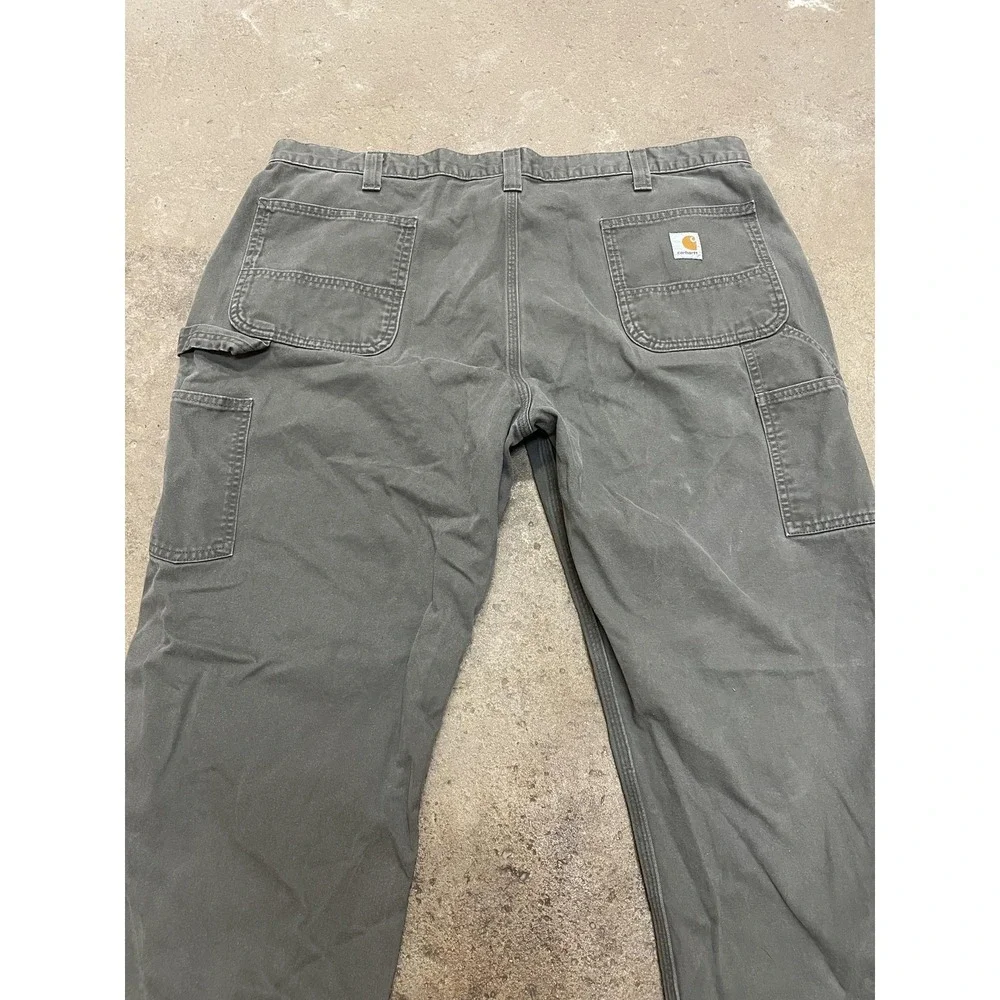Carhartt Pants Mens‎ 42x32 Gray Relaxed Fit Canvas Carpenter Work B324 DFE